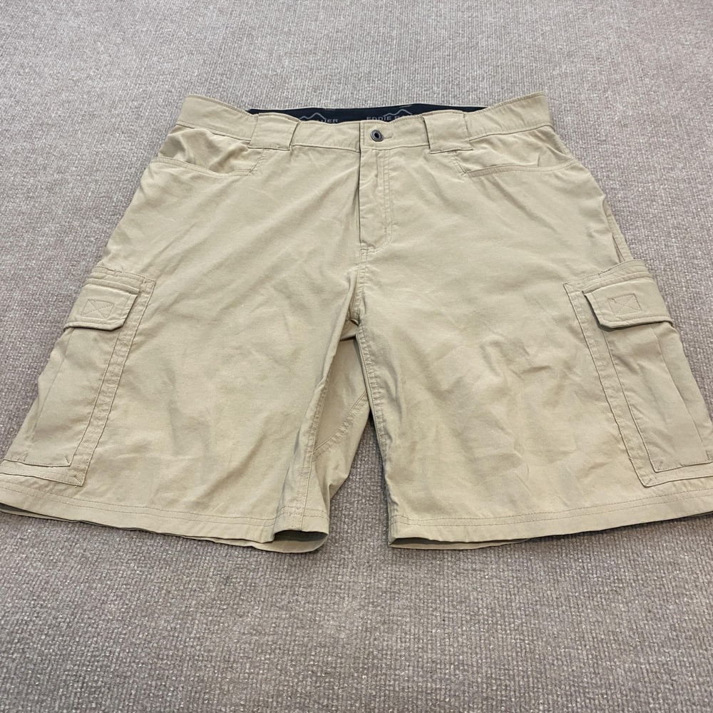 Eddie Bauer Cargo Shorts Mens 36 Beige Nylon Stretch 10 In Outdoor Hiking Travel